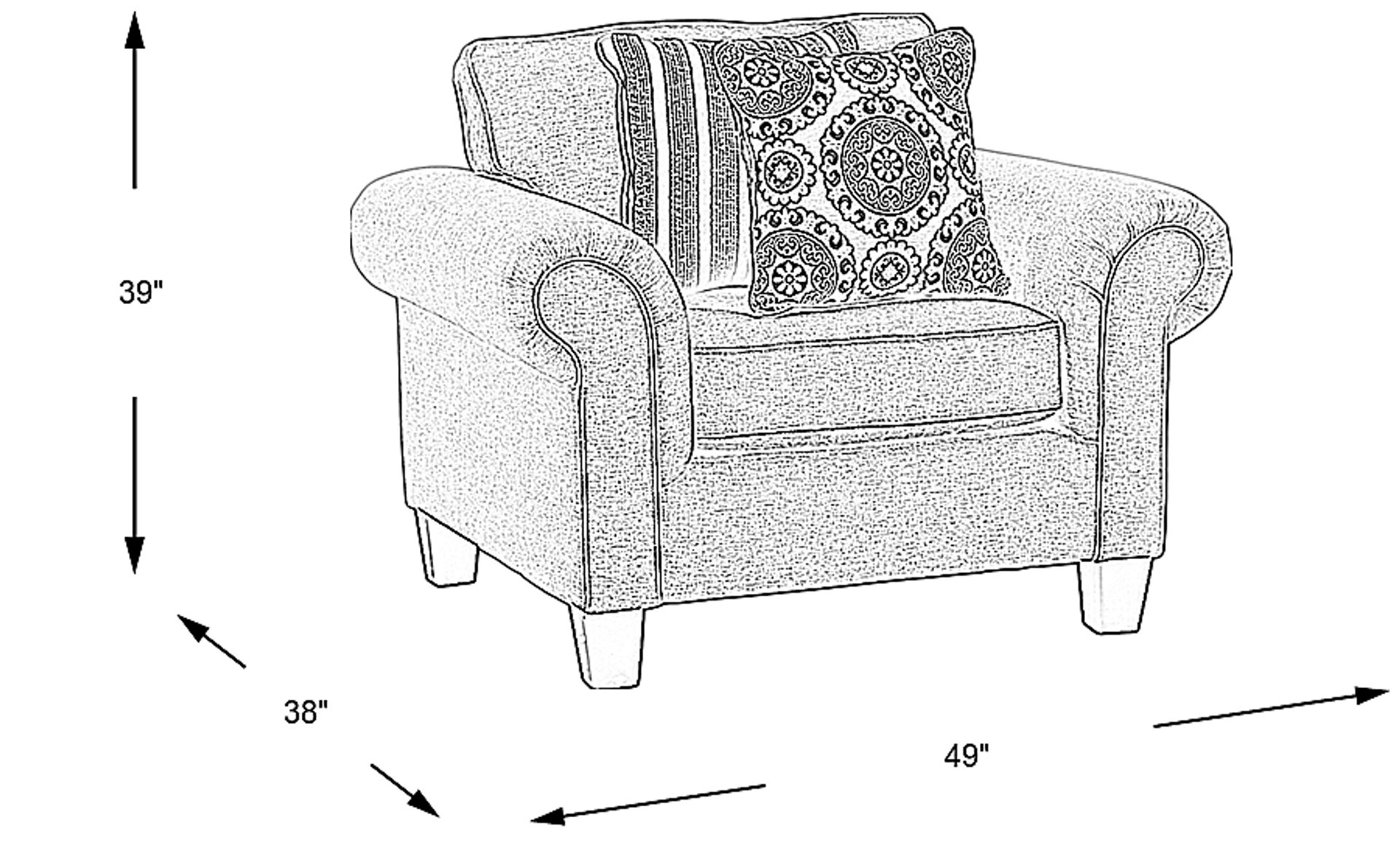 Dimension Image. Please refer to the Dimension Tab on this page for dimension details.