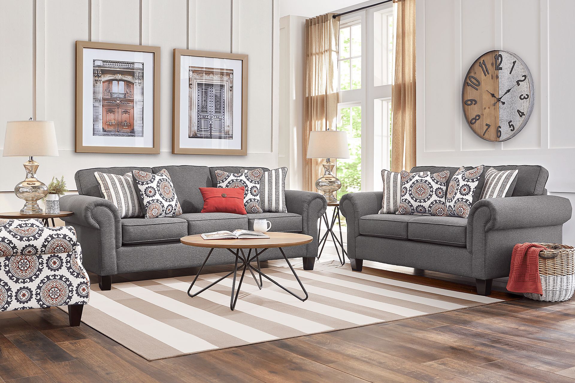 Oakhurst 2 Pc Gray Polypropylene Fabric Living Room Set With Sofa ...