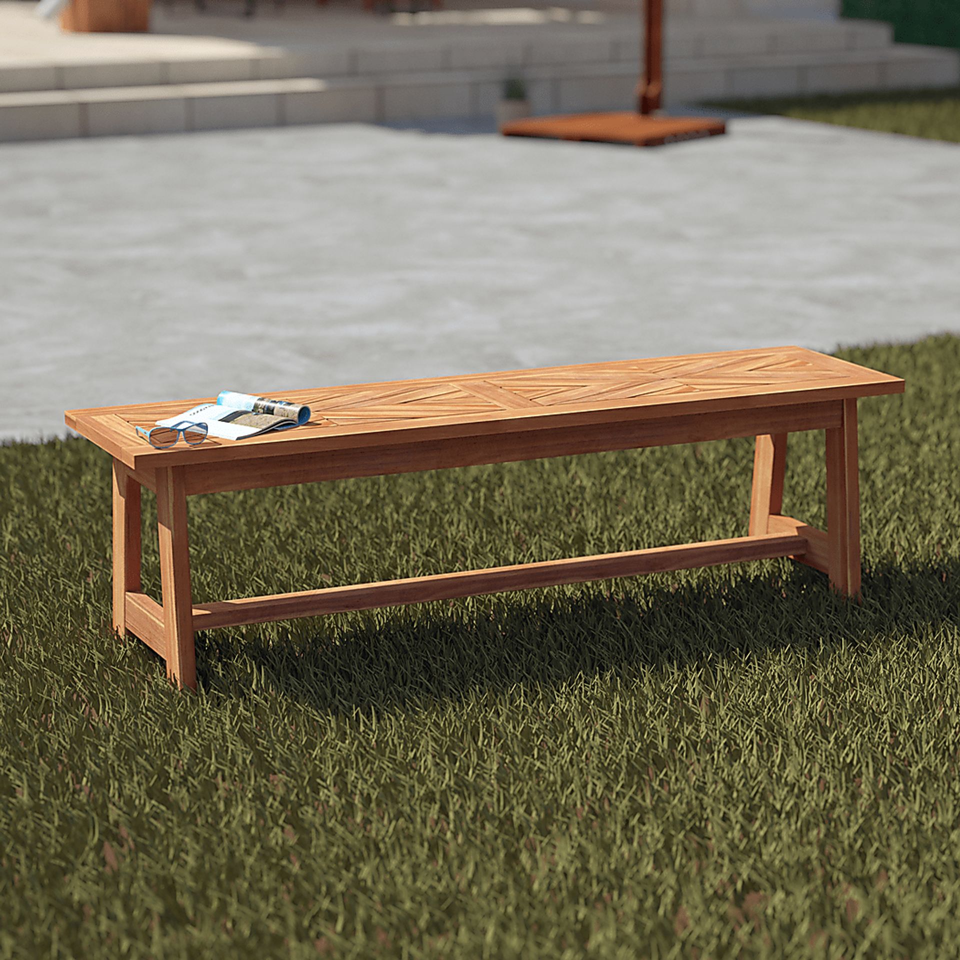 Oaklane Natural Outdoor Dining Bench - Image 2