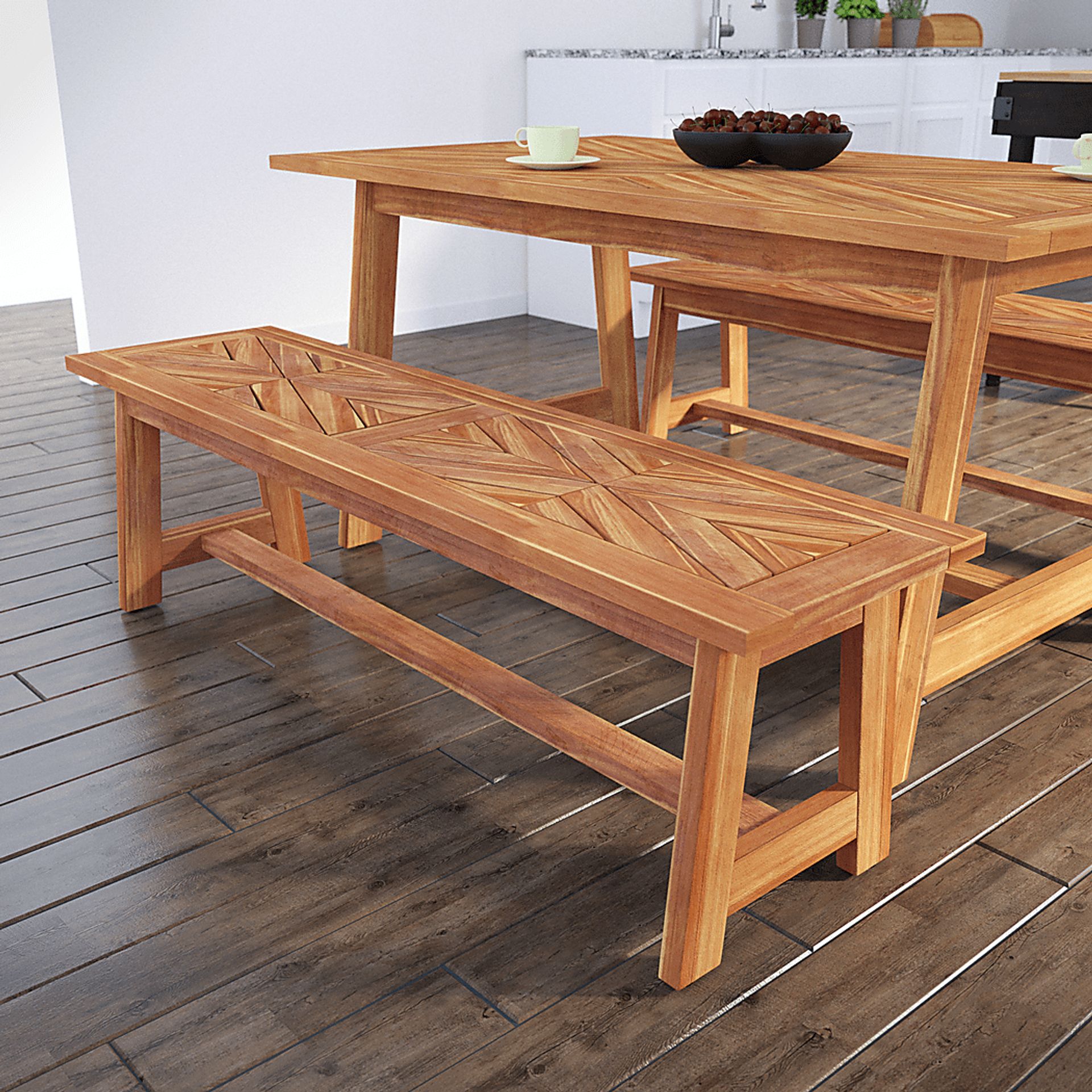 Oaklane Natural Outdoor Dining Bench - Image 6