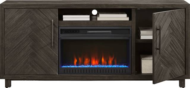 Oakleigh Charcoal 68 in. Console with Electric Fireplace - Thumbnail - Image 2