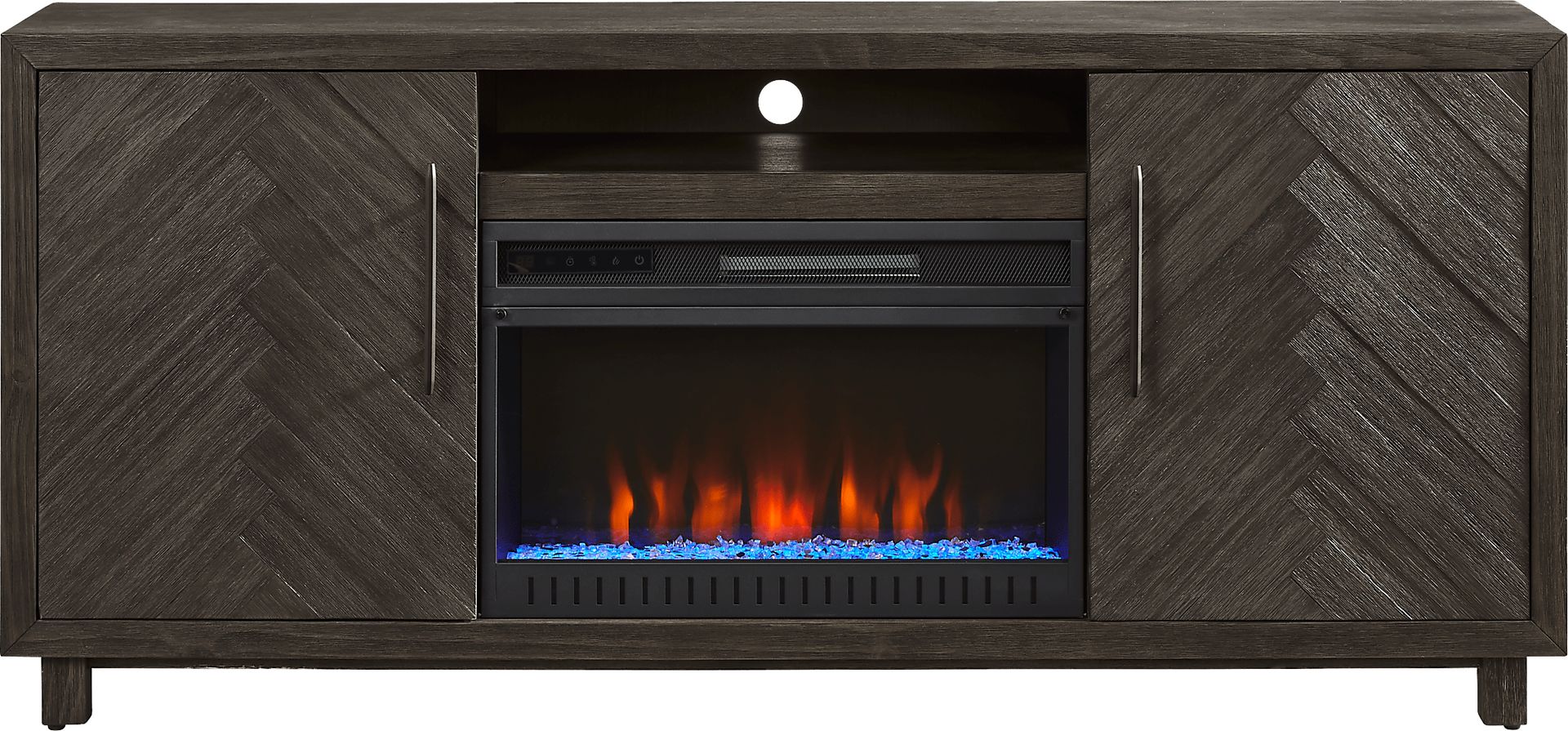 Oakleigh Charcoal 68 in. Console with Electric Fireplace - Image 1