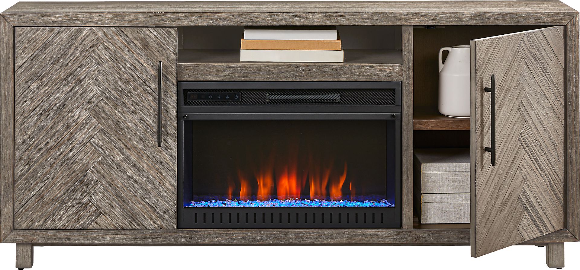 Oakleigh Gray 68 in. Console with Electric Fireplace - Image 2