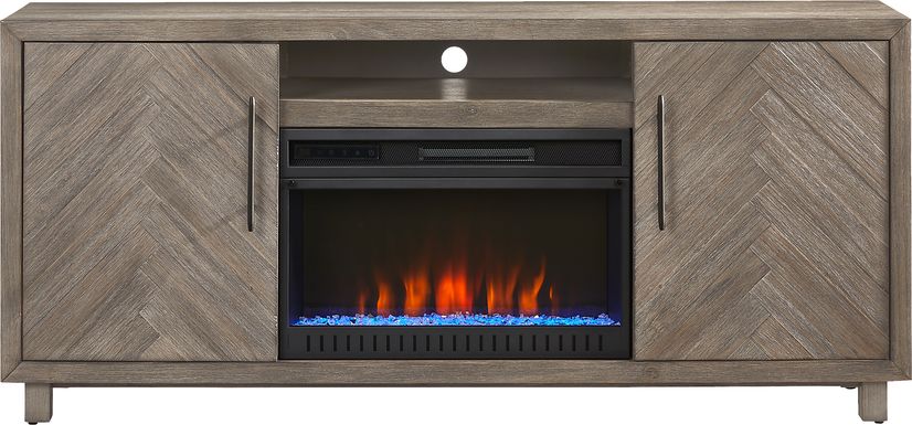 Oakleigh Gray 68 in. Console with Electric Fireplace