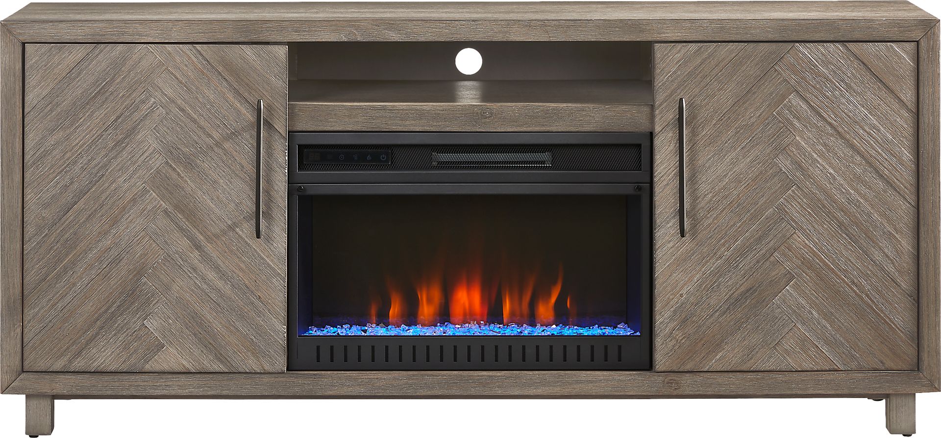 Oakleigh Gray 68 in. Console with Electric Fireplace - Image 1