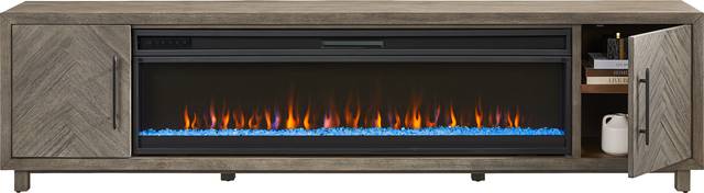 Oakleigh Gray 96" Credenza with Electric Fireplace - Thumbnail - Image 2