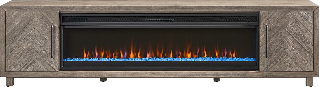 Oakleigh Gray 96 in. Credenza with Electric Fireplace