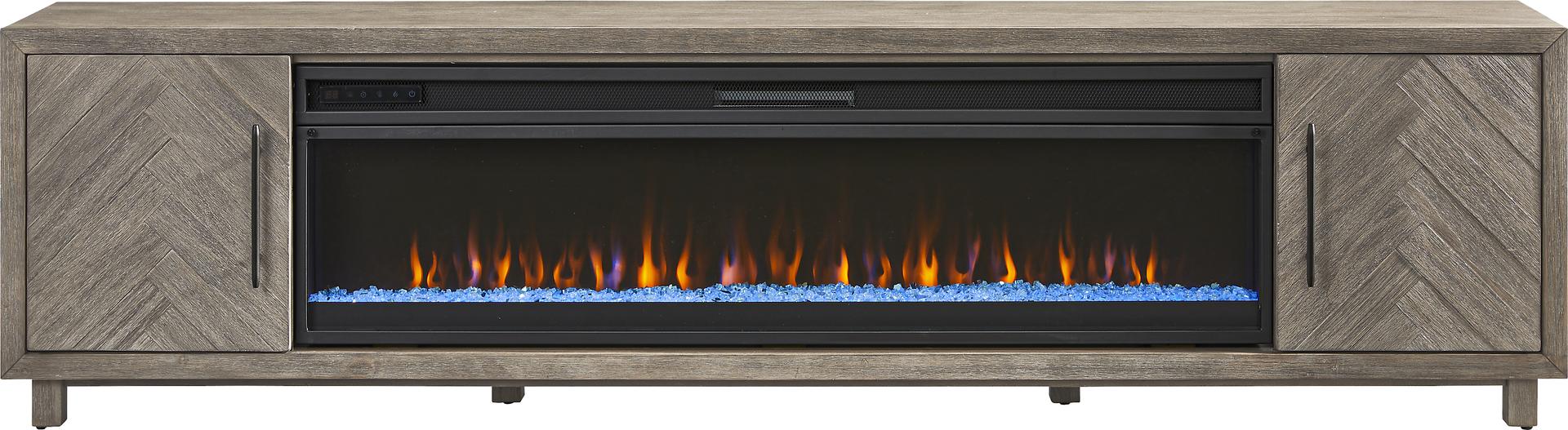 Oakleigh Gray 96 in. Credenza with Electric Fireplace
