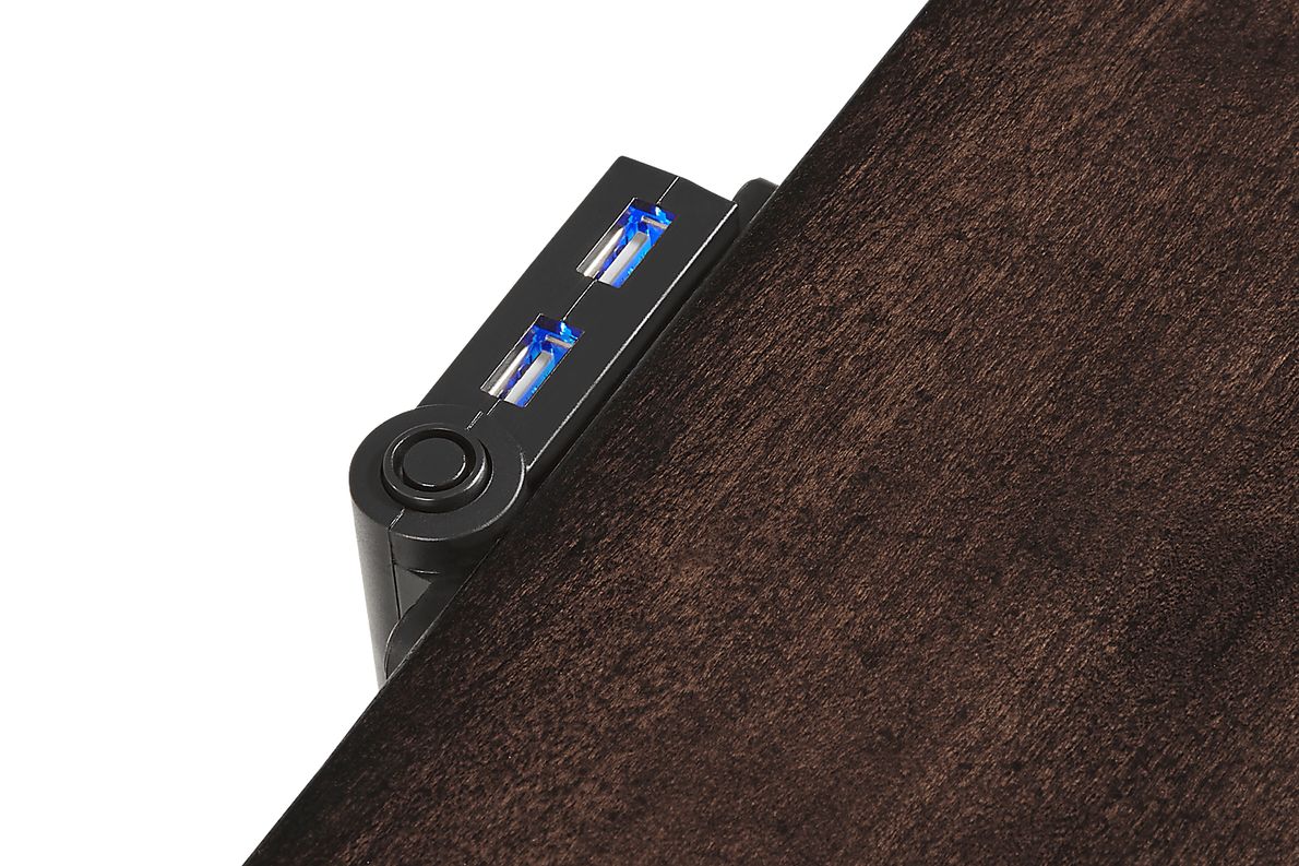 Oakmont Brown Cherry Nightstand with LED Light and USB Charging