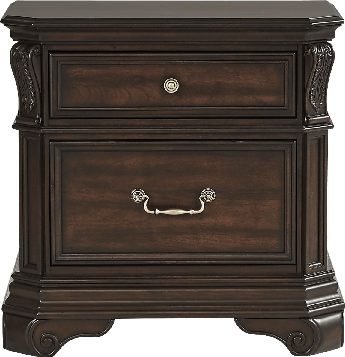Oakmont Brown Cherry Nightstand with LED Light and USB Charging