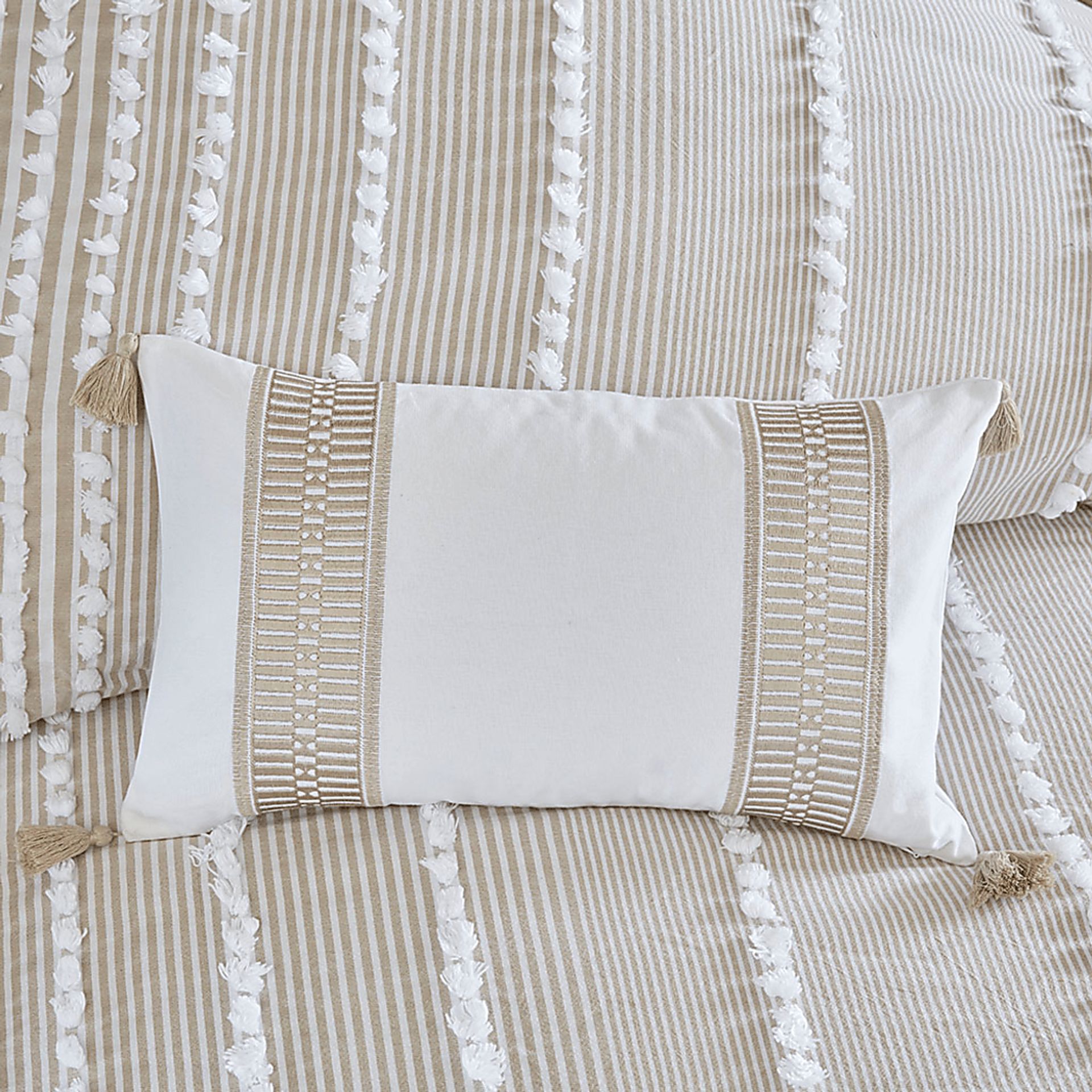 Oaknoll Taupe Beige Accent Pillow - Image 2