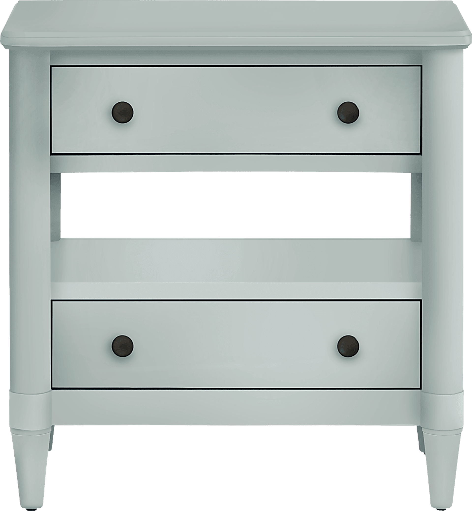 blue open nightstand