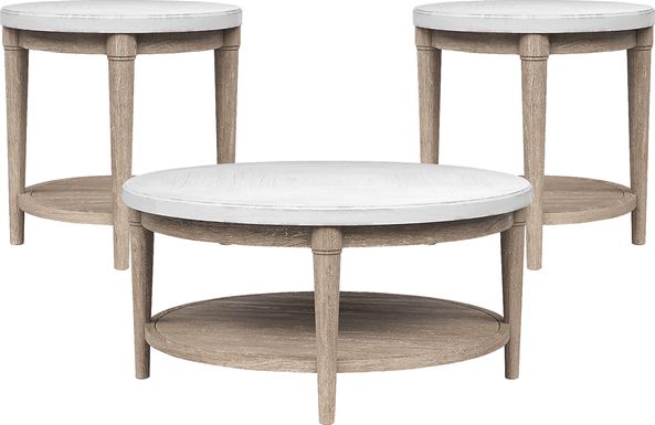Oakwood Terrace Sand 3 Pc Round Table Set