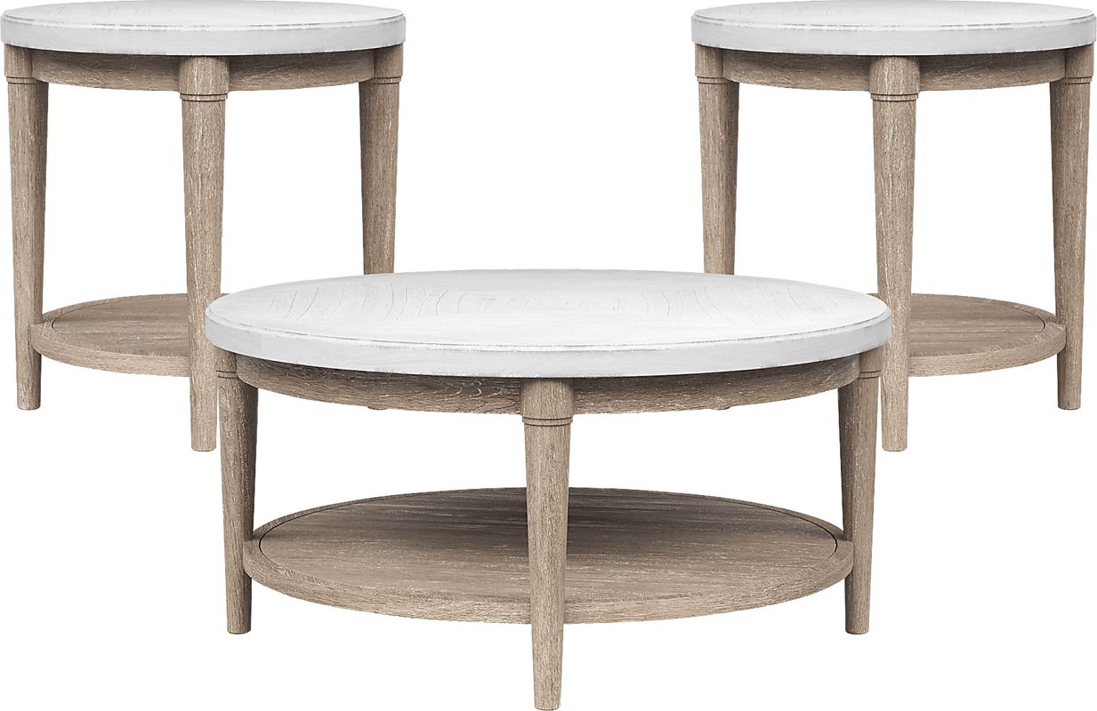 Oakwood Terrace Sand 3 Pc Round Table Set