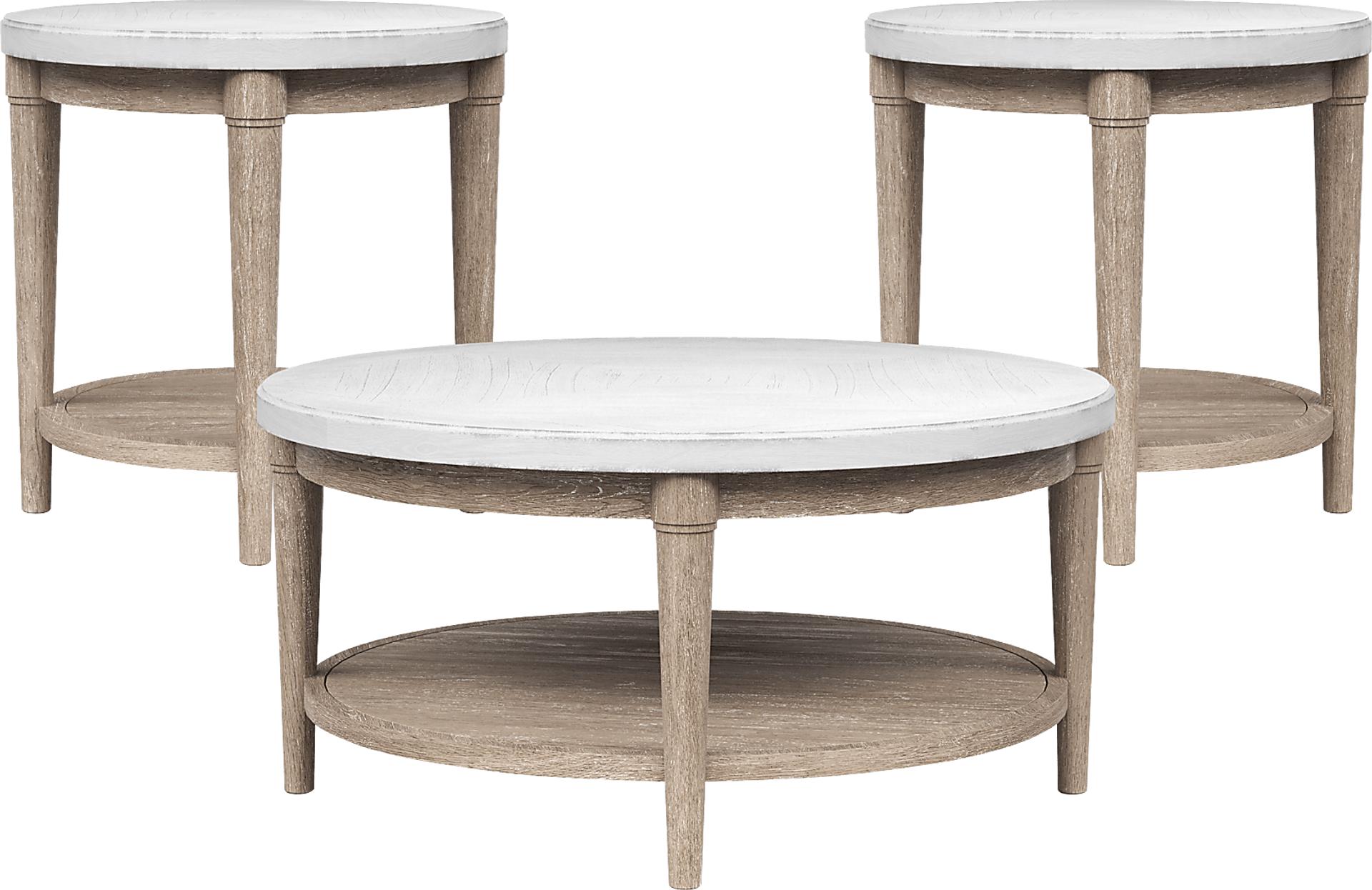 Oakwood Terrace Sand 3 Pc Round Table Set