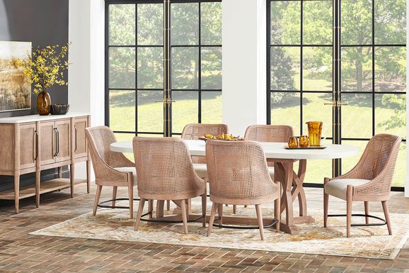 Oakwood Terrace Sand 5 Pc Dining Room with Cane Back Chairs
