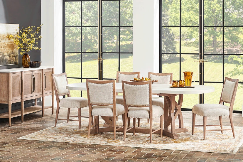 Oakwood Terrace Sand 5 Pc Dining Room with Upholstered Chairs