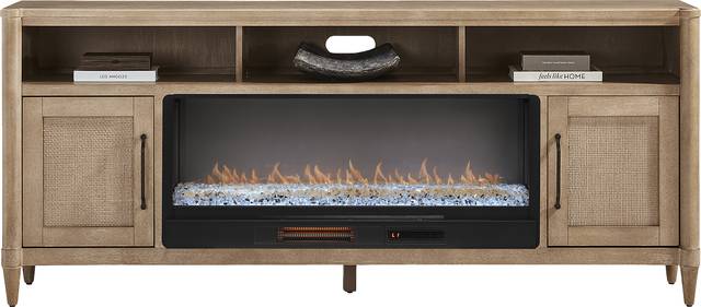 Oakwood Terrace Sand 80 in. Console with Electric Fireplace - Thumbnail - Image 1