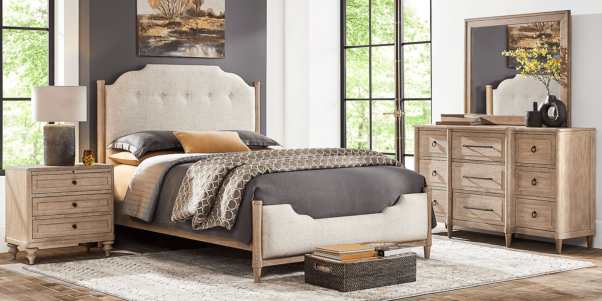 Oakwood Terrace 5 Pc Queen Bedroom Set - Tan & Light Wood