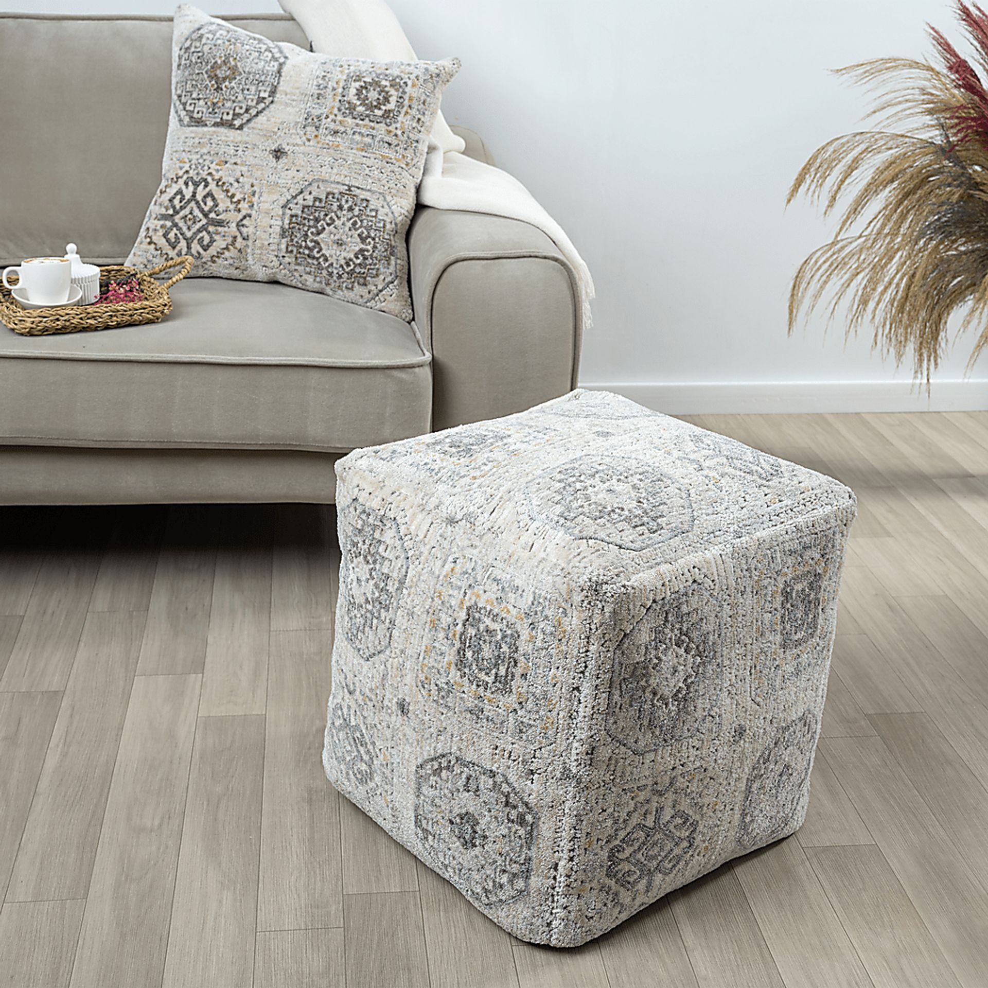 Obasie Light Gray Pouf - Image 4