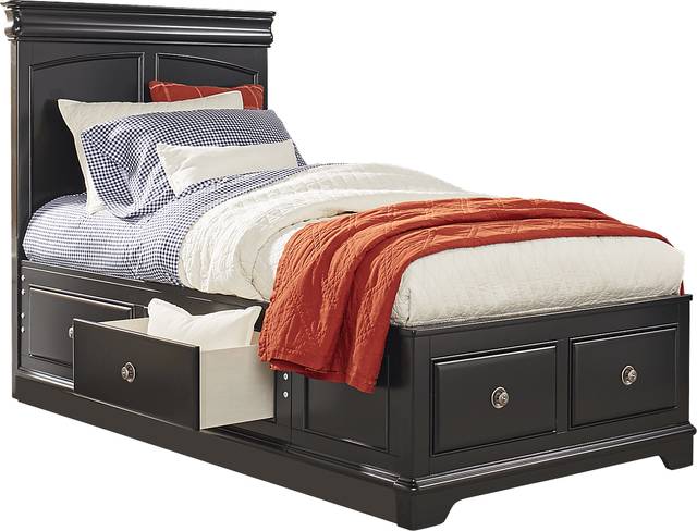 Kids Oberon Black 3 Pc Twin Panel Bed with 6 Drawer Storage - Thumbnail - Image 3