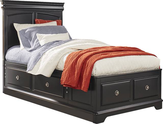 Kids Oberon Black 3 Pc Twin Panel Bed with 6 Drawer Storage - Thumbnail - Image 1