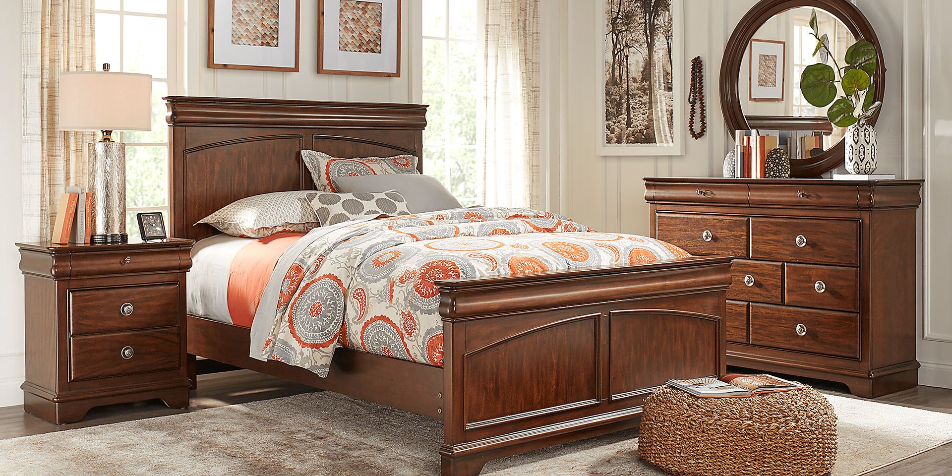 Kids Oberon Cherry 5 Pc Twin Panel Bedroom - Image 1