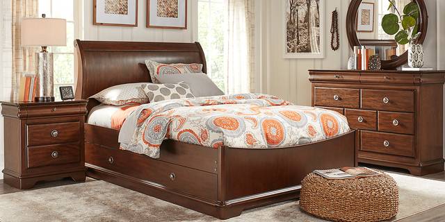 Kids Oberon Cherry 5 Pc Twin Sleigh Bedroom - Thumbnail - Image 1
