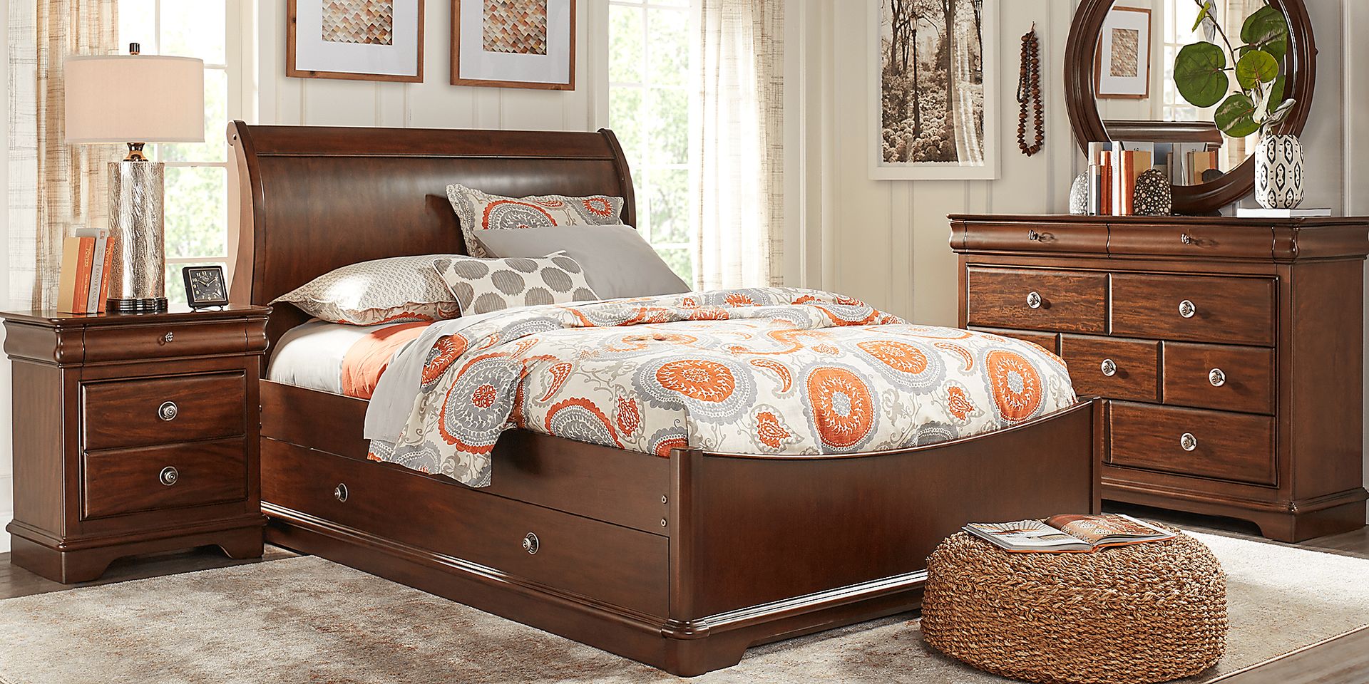 Kids Oberon Cherry 3 Pc Full Sleigh Bed - Image 2