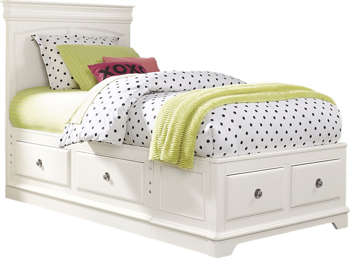 Kids Oberon White 3 Pc Full Panel Bed with 4 Drawer Storage