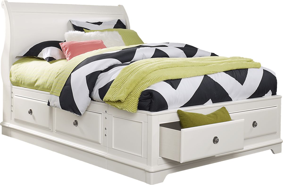 Oberon White Colors,White 3 Pc Twin Sleigh Bed W/ 4 Drawer Storage ...