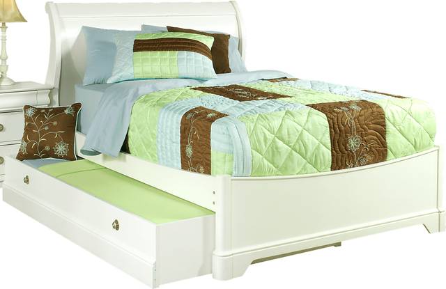 Oberon White 4 Pc Twin Sleigh Bed w/Trundle - Thumbnail - Image 1