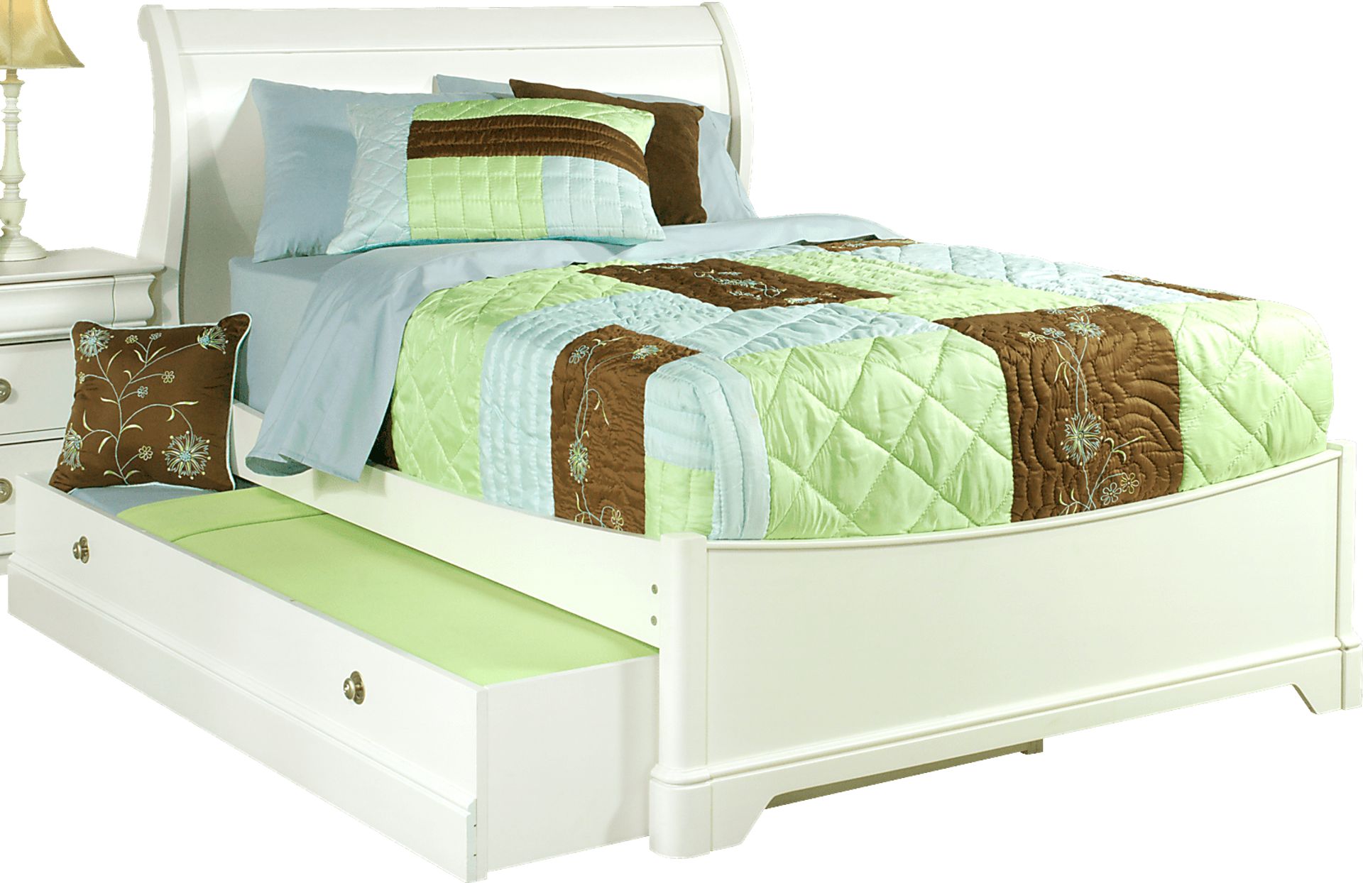 Oberon White 4 Pc Twin Sleigh Bed w/Trundle - Image 1