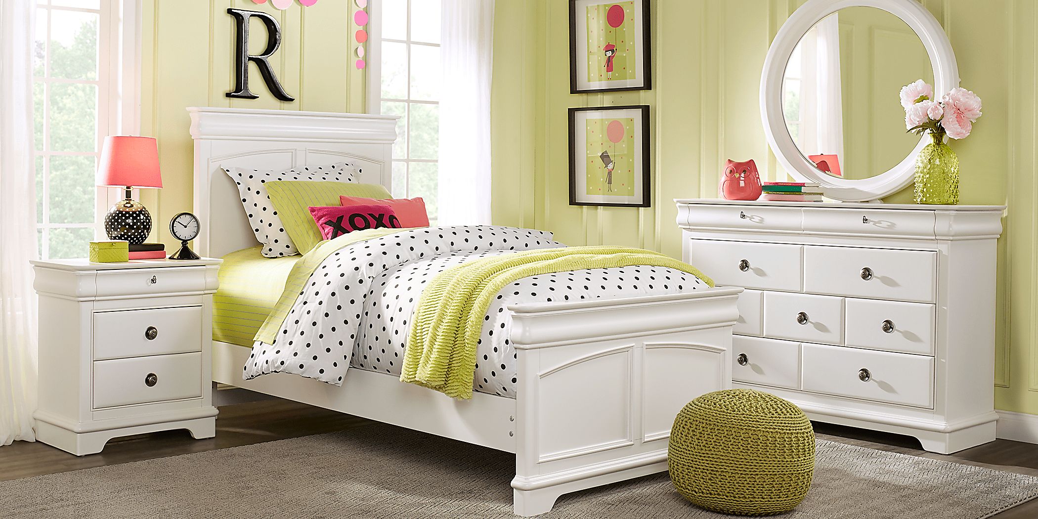 Kids Oberon White 5 Pc Full Panel Bedroom Rooms To Go