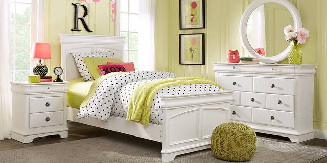 Kids Oberon White 3 Pc Full Panel Bed - Thumbnail - Image 2