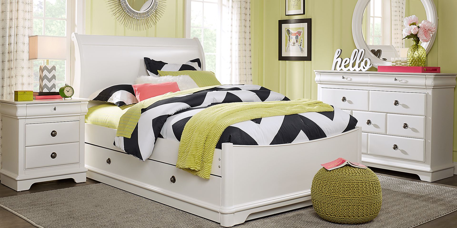 Kids Oberon White 5 Pc Full Sleigh Bedroom - Image 1