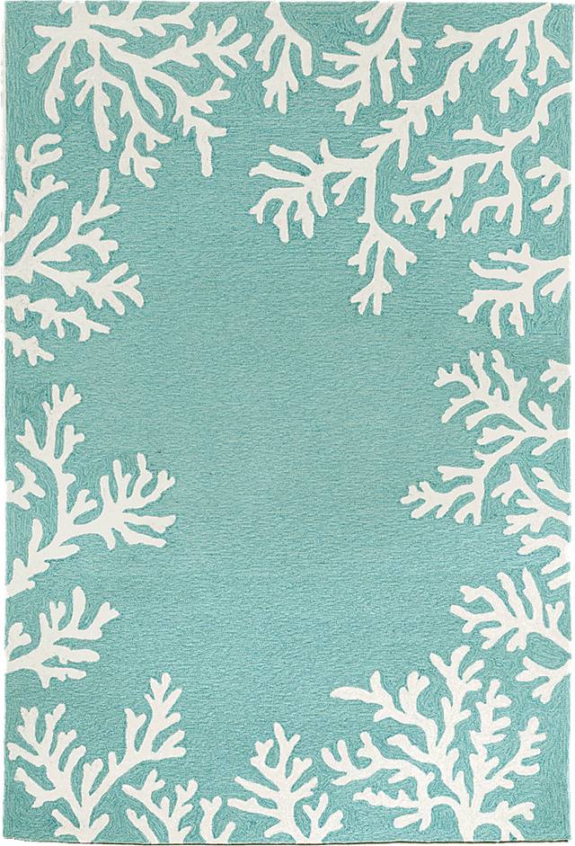 Ocean Flower Blue 5' x 7'6 Indoor/Outdoor Rug - Thumbnail - Image 1