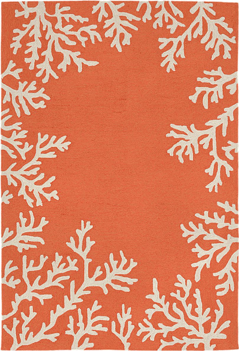 Ocean Flower Orange 7'6 x 9'6 Indoor/Outdoor Rug