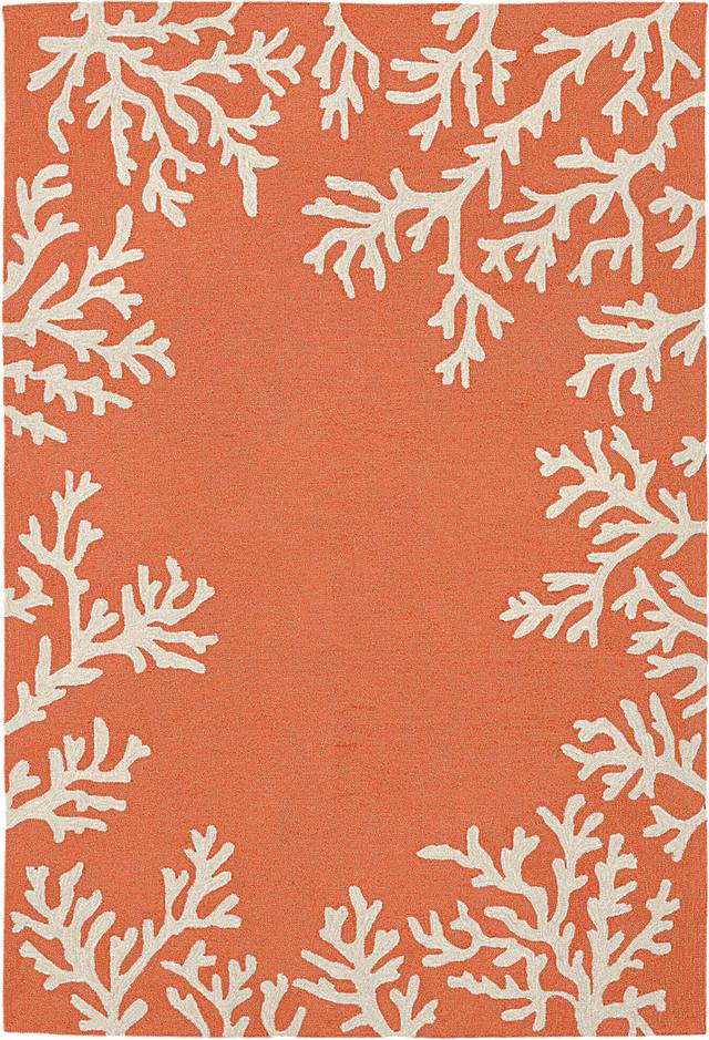 Ocean Flower Orange 7'6 x 9'6 Indoor/Outdoor Rug - Thumbnail - Image 1
