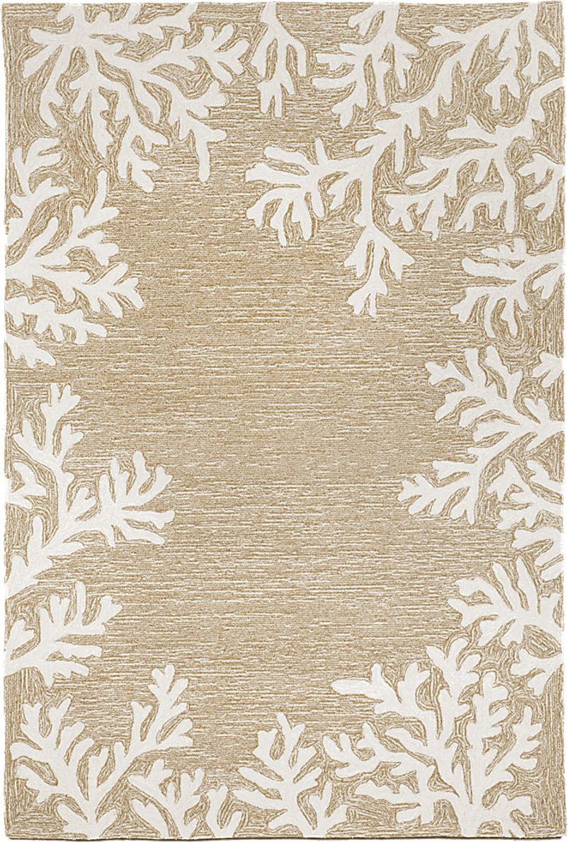 Ocean Flower Taupe 5' x 7'6 Indoor/Outdoor Rug