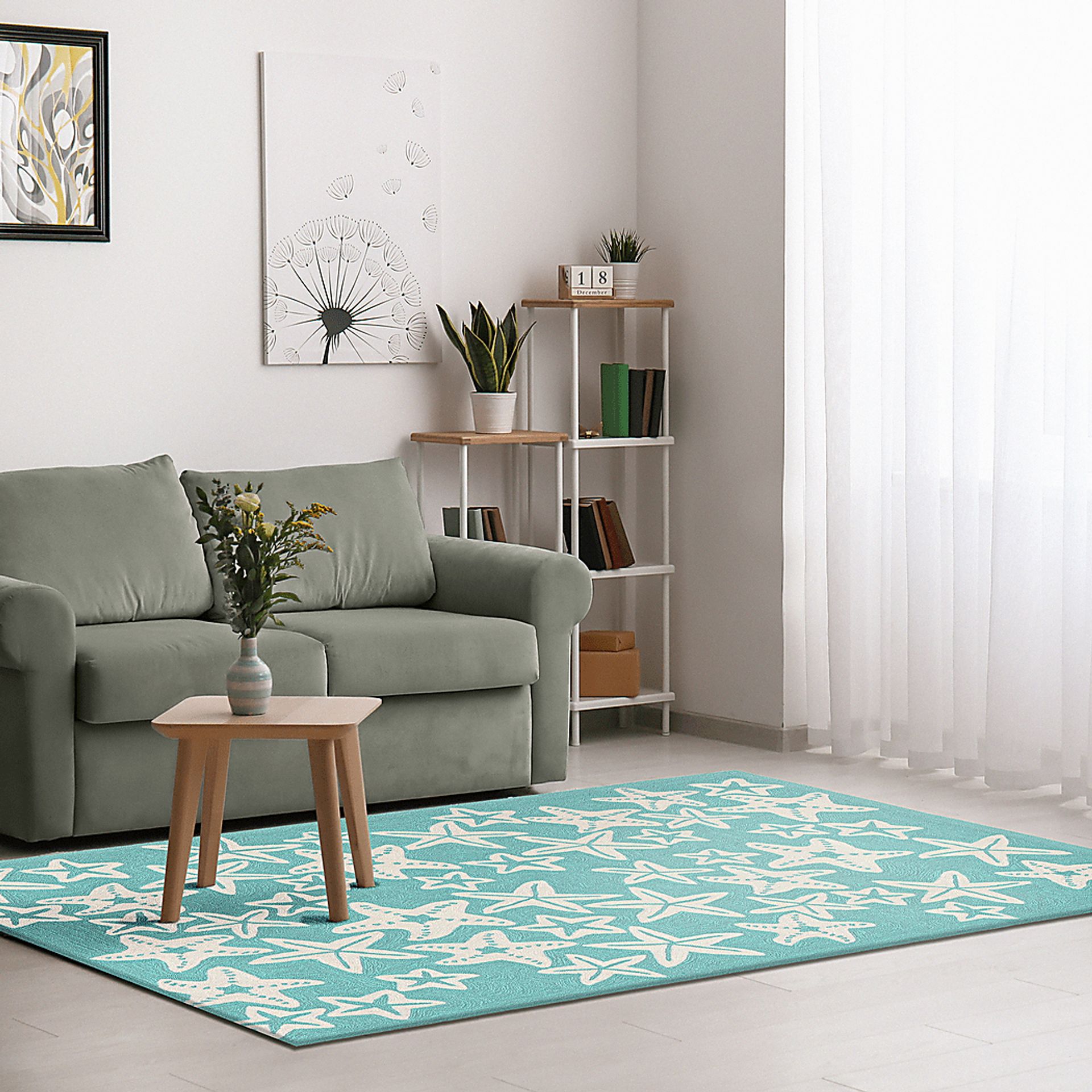 Ocean Gem Blue 7'6 x 9'6 Indoor/Outdoor Rug - Image 2