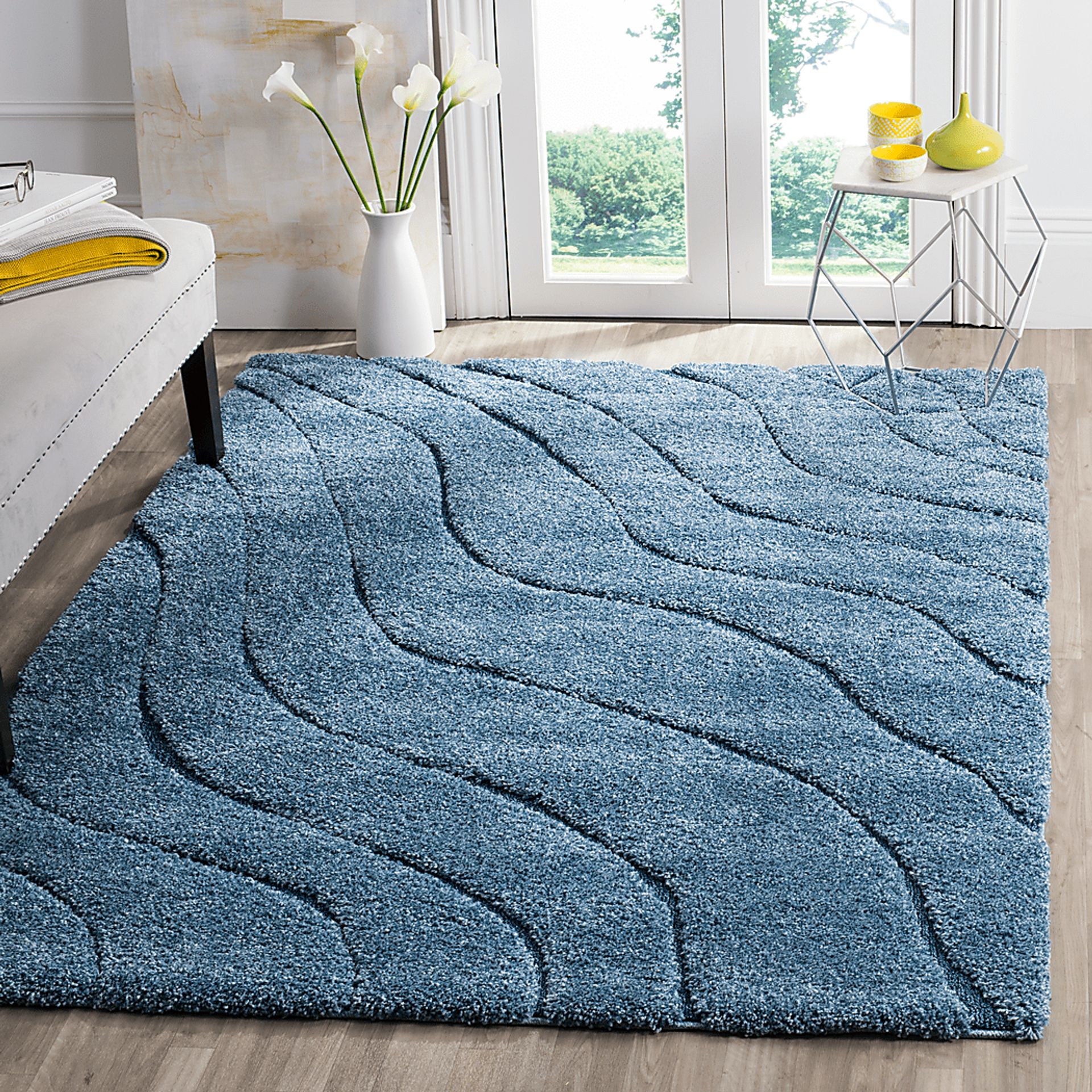 Ocean Gray Blue 5'3 x 7'6 Rug - Image 3