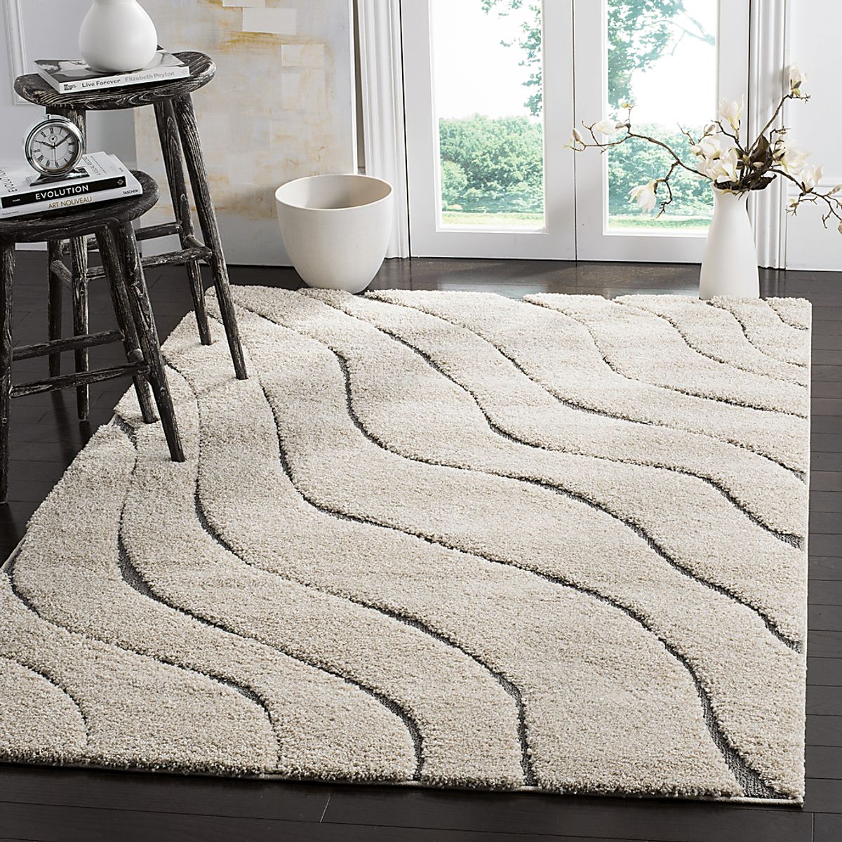 Ocean Gray Cream,Gray Beige,Gray Polypropylene Fabric Rug | Rooms to Go