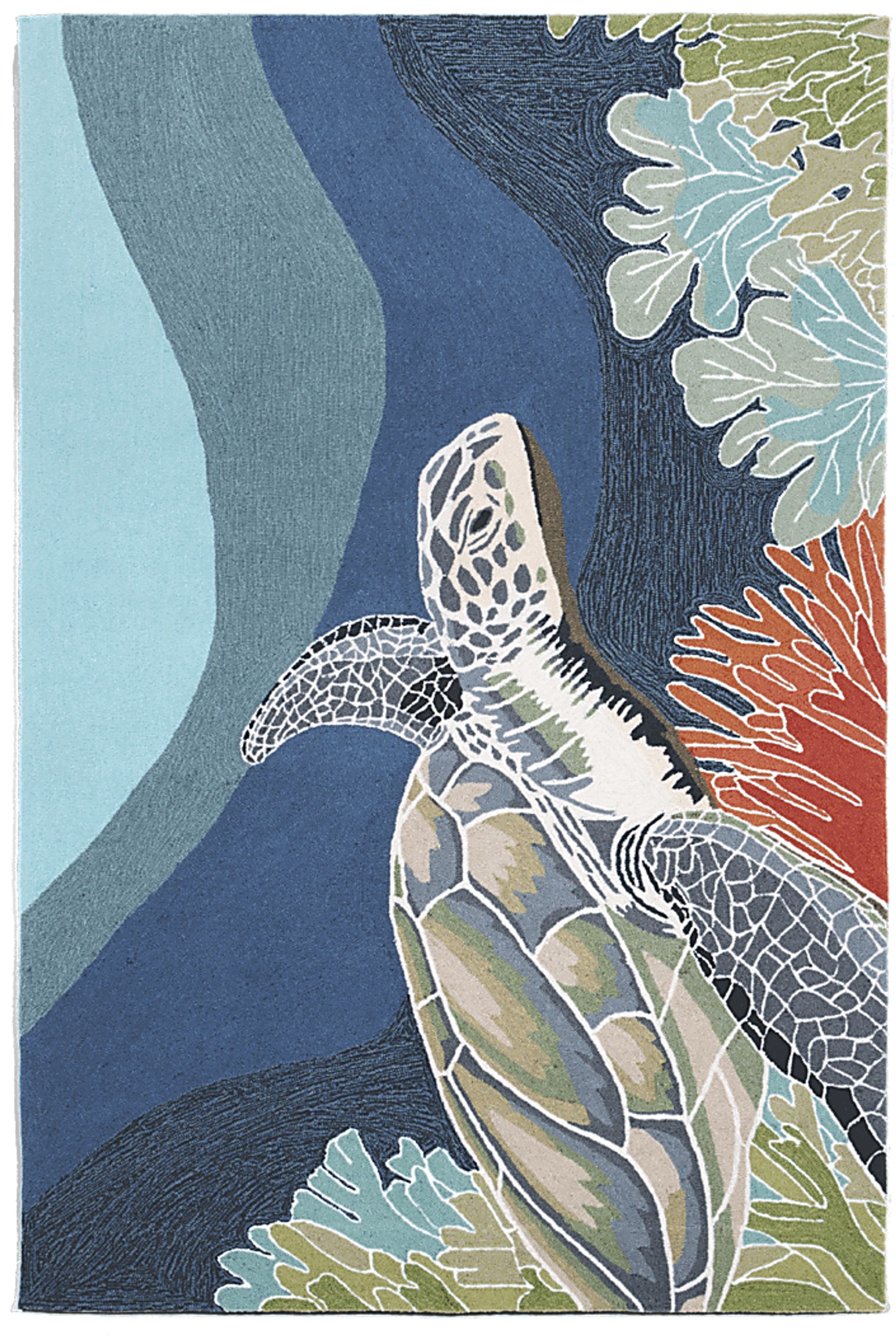 Ocean King Blue 7'6 x 9'6 Indoor/Outdoor Rug - Image 1