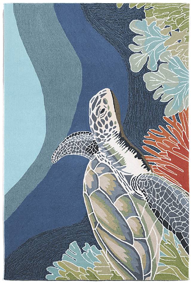 Ocean King Blue 8'3 x 11'6 Indoor/Outdoor Rug - Thumbnail - Image 1