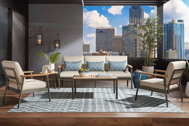 Ocean Tide Gray 4 Pc Outdoor Seating Set - Thumbnail - Image 1
