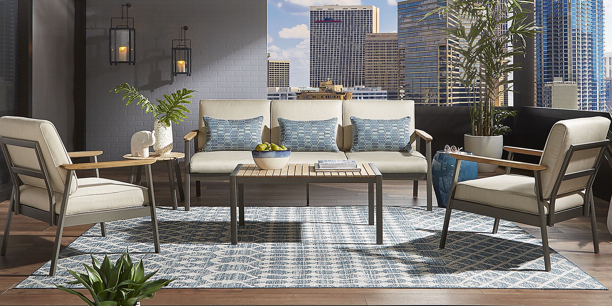 Ocean Tide Gray 4 Pc Outdoor Seating Set Rooms To Go