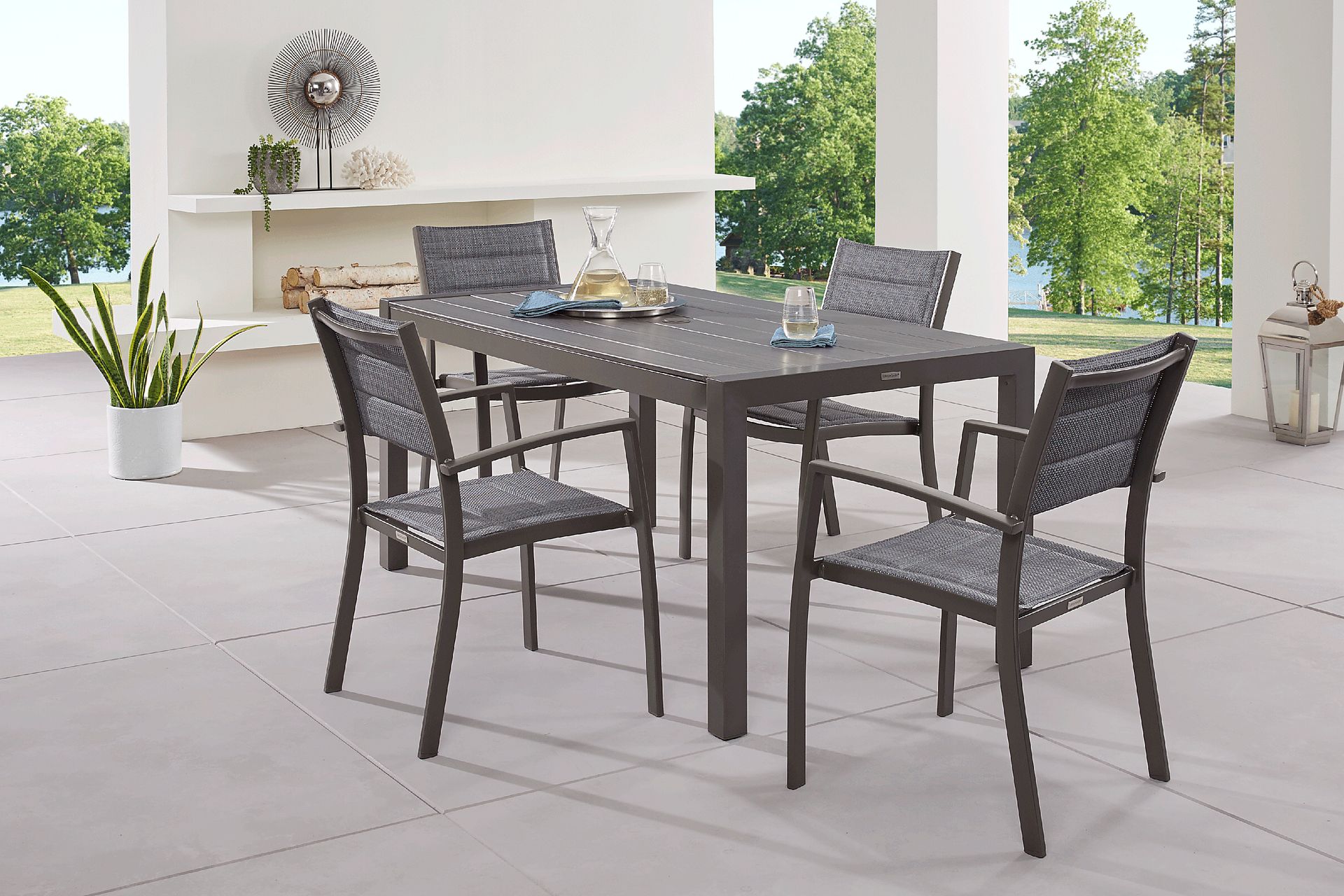 Ocean Tide Gray 5 Pc Outdoor Dining Set - Image 1