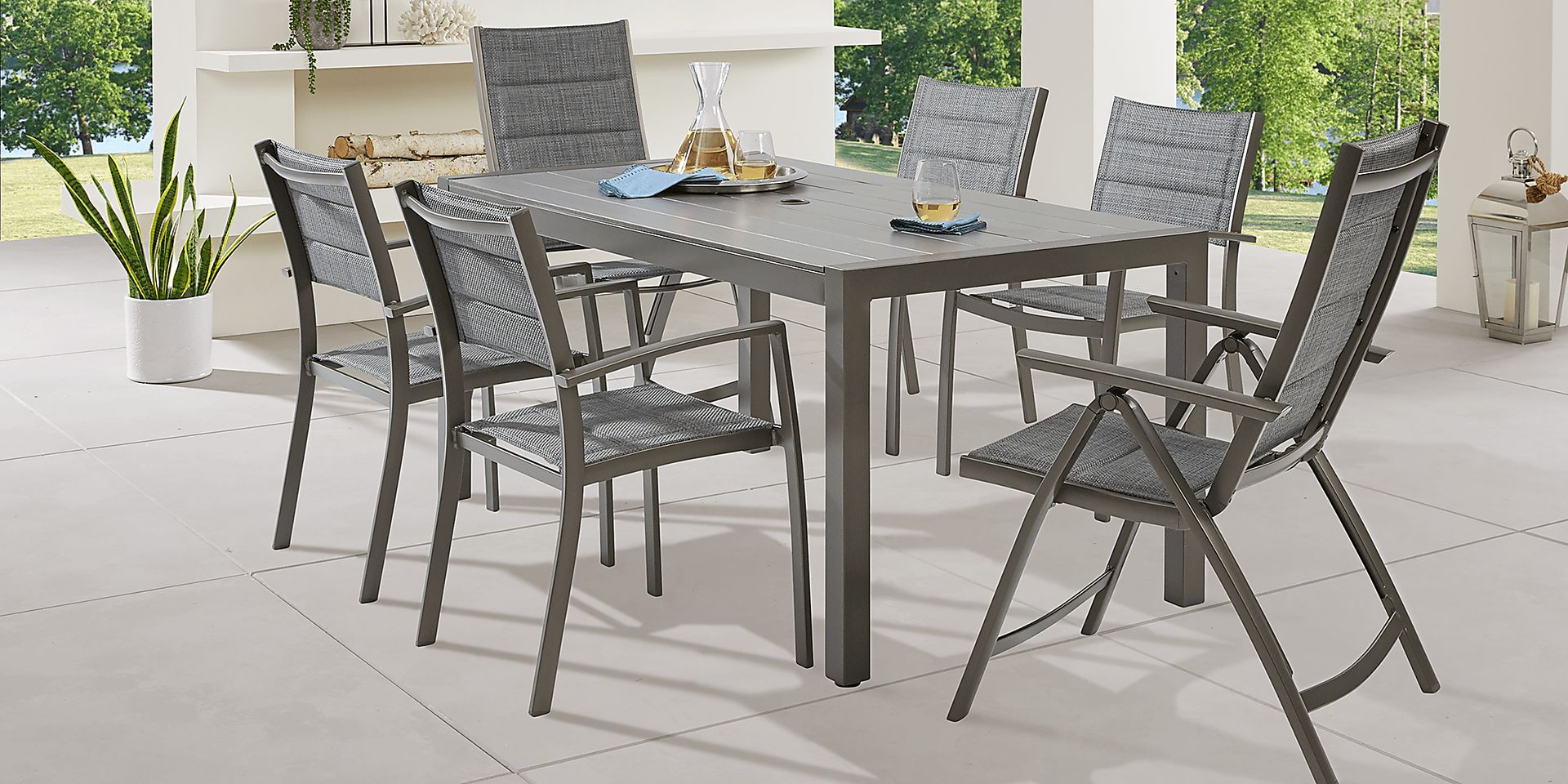 Ocean Tide Gray 7 Pc Outdoor Dining Set - Image 1