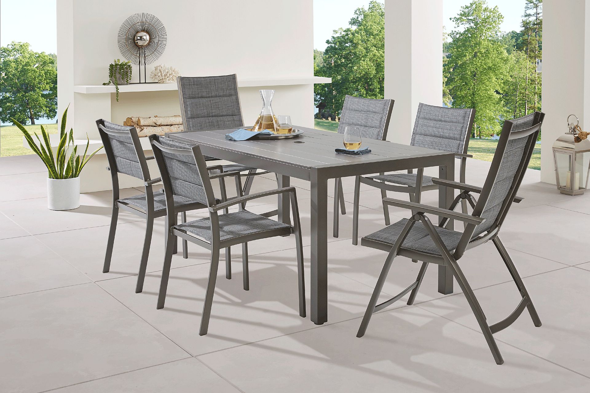 Ocean Tide Gray 7 Pc Outdoor Dining Set - Image 1